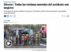 Incidente in Spagna, 13 morti, tre italiane ferite
